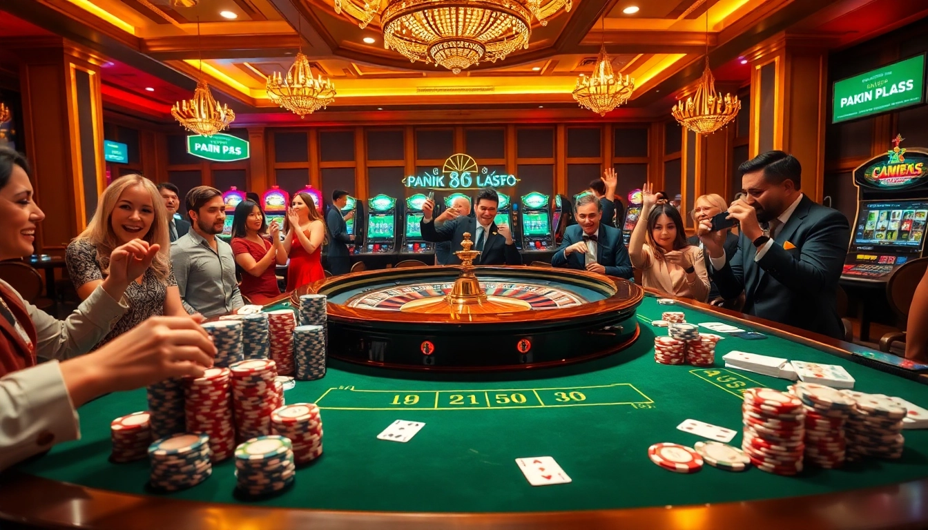 Experience the excitement at RR88 casino with players enjoying roulette and poker.