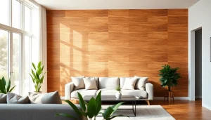 Transform your space with peel and stick wall panels beautifully integrated into a modern living room.