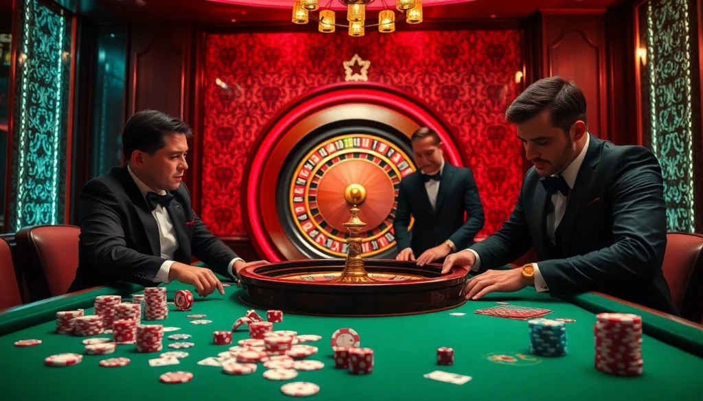 Exciting gambling scene featuring the keyword 88t on a luxurious casino table with poker chips and cards.