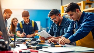 Students learning at trade schools in Southern California, engaged in hands-on training.
