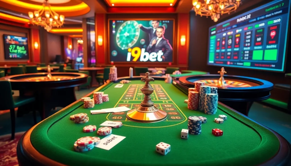 Experience the thrilling action of i9bet with vibrant casino tables and professional players.