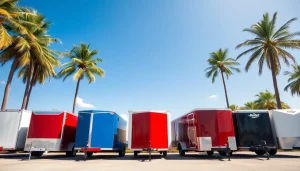Find quality Trailer rentals in Hudson FL with a variety of rental options displayed in a sunny setting.