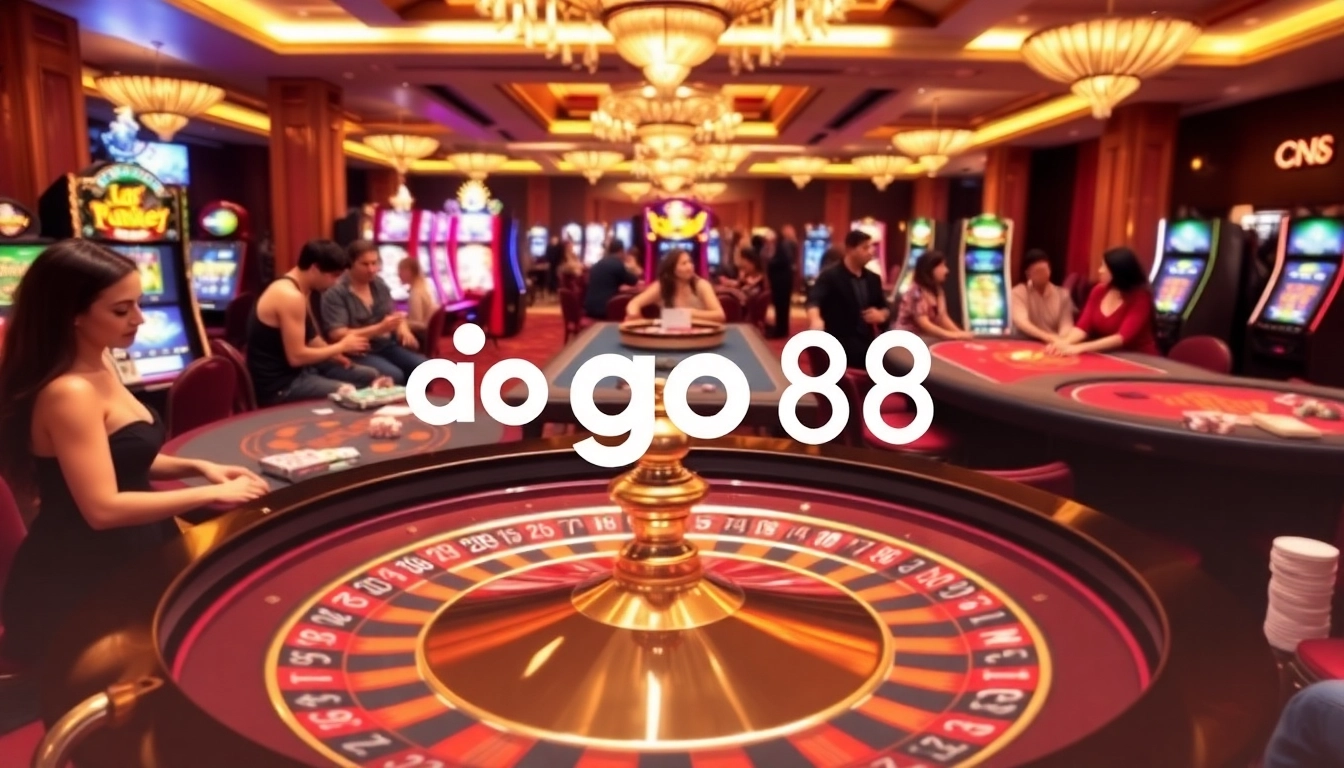 Exciting gameplay at go 88's casino with poker chips and vibrant slot machines.
