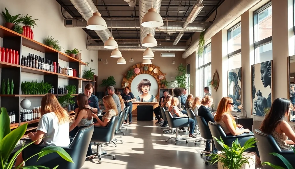 Stylists at hair salons san diego offering precision cuts and vibrant colors in a relaxing atmosphere.