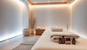 출장안마 therapy room with calming decor and soothing ambiance for relaxation.