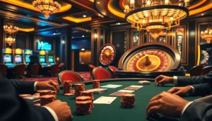 The hidden wiki showcases an electrifying casino scene with a poker table, chips, and a spinning roulette wheel.