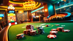 S88vip casino experience with luxurious poker table, vibrant slot machine, and spinning roulette wheel.