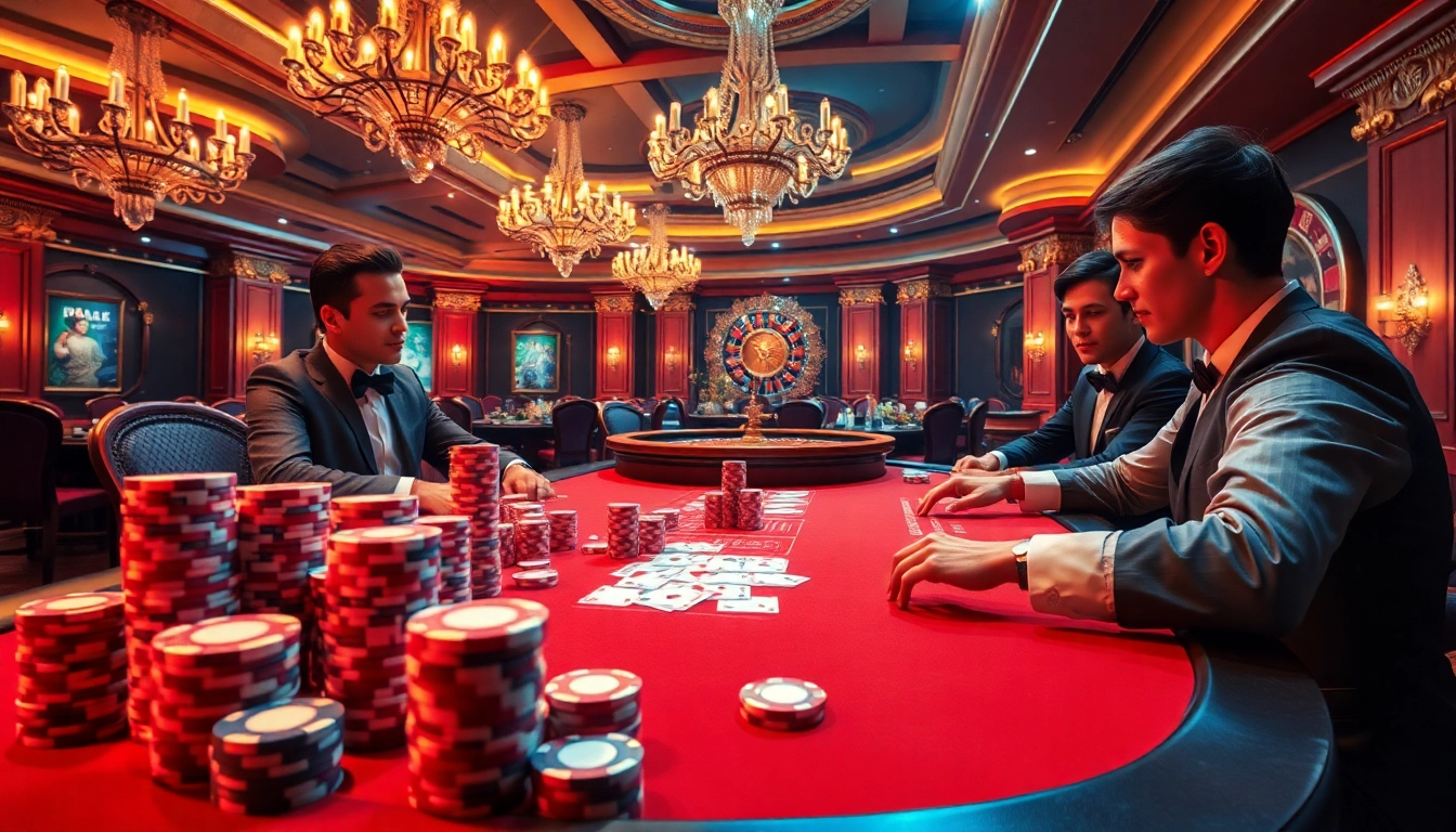 Experience the thrill of RR88 poker with vibrant action at a luxurious casino.