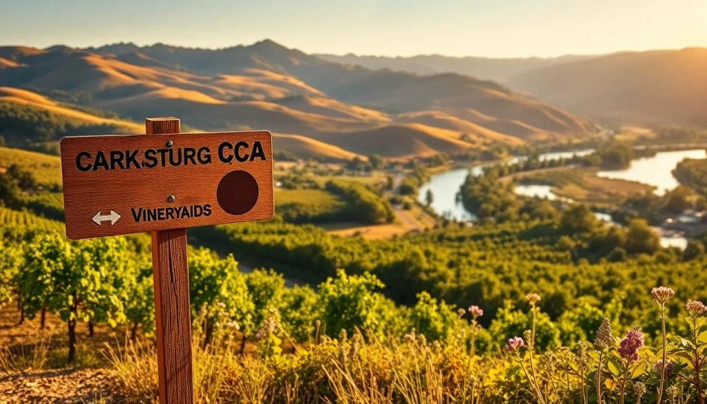 Discover charming Carksburg CA with rolling hills and lush vineyards in a scenic landscape.