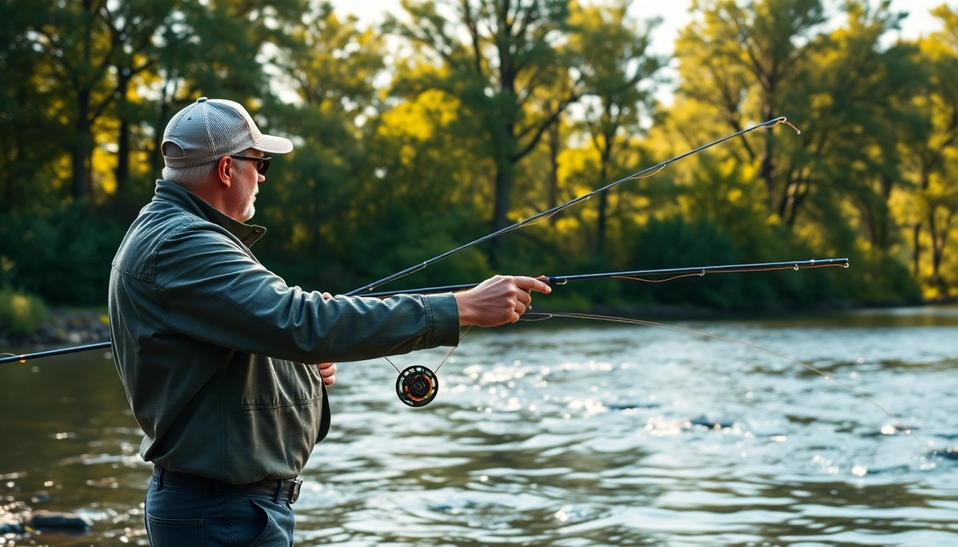 Experience fly fishing lessons near me with a professional instructor by a serene river.