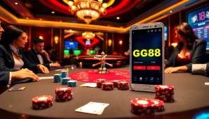 Exciting GG88 poker scene with players competing at a high-stakes table.