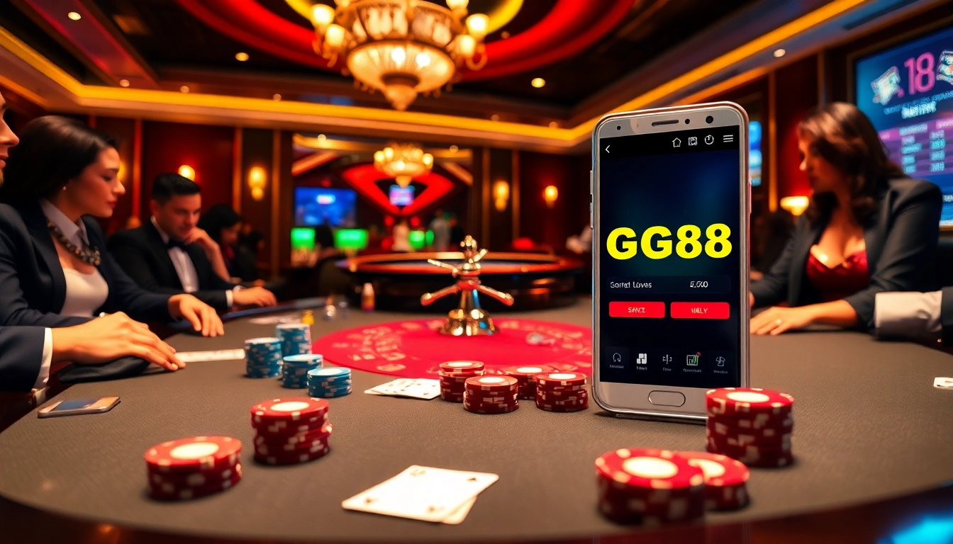Exciting GG88 poker scene with players competing at a high-stakes table.