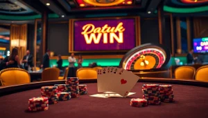 Rasakan sensasi Datuk Win di meja poker mewah dalam suasana kasino kelas atas.