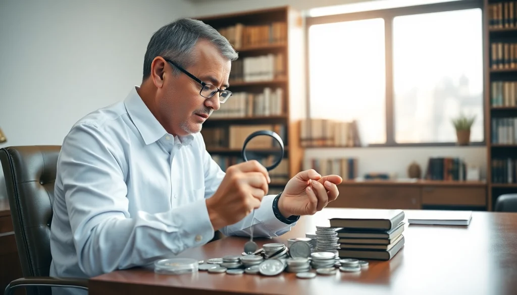 Silberankauf professionell analysiert von einem Experten in einem modernen Büro.
