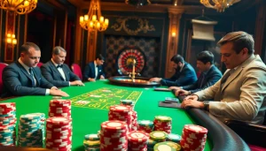Engaging poker game scene illustrating the hidden wiki concept with a luxurious casino ambiance.