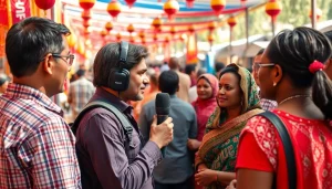 Capture of a journalist engaging with the community, showcasing the essence of https://www.thedailynewsonline.com