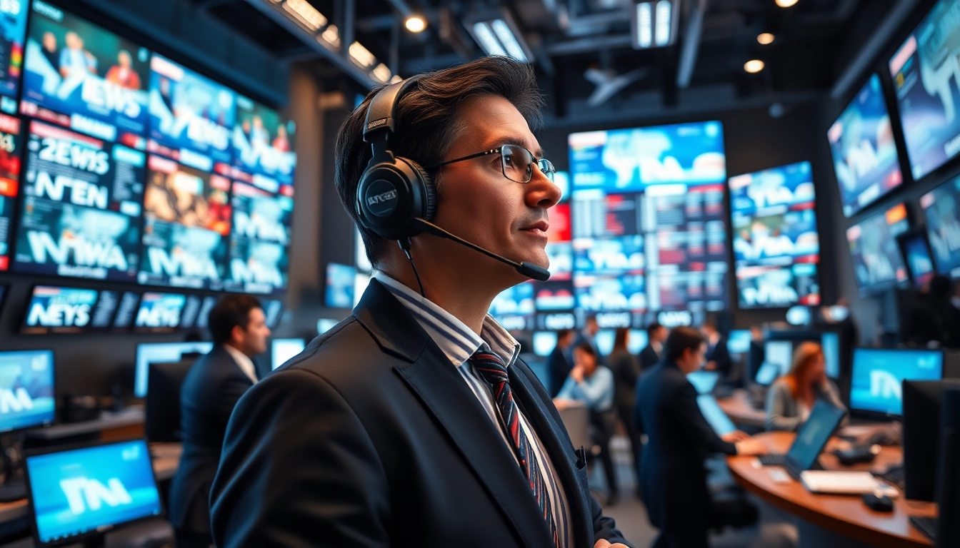 Engaging Usa Today news journalist reporting in a dynamic newsroom setting.