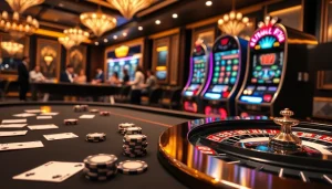 Engage in high-stakes poker with mk8th.net, showcasing an elegant casino environment with vibrant betting elements.