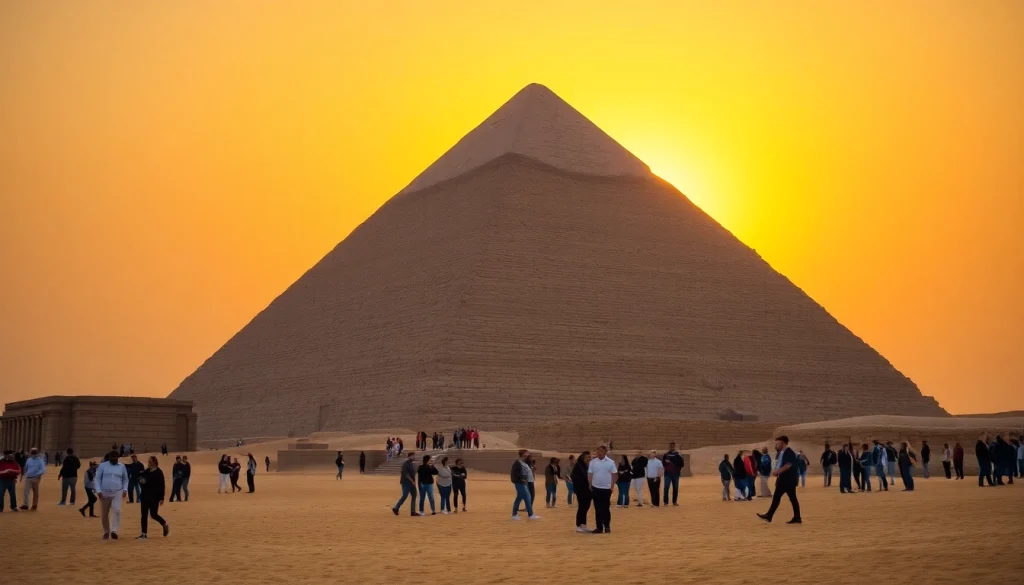 Admire the Great Pyramid of Giza at sunset, featured on https://piraminds.com/ in stunning detail.