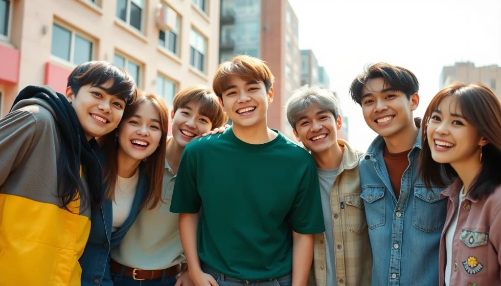 bts members enjoying camaraderie in a vibrant urban setting, showcasing their unique personalities.
