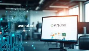 avral.net의 디지털 환경을 보여주는 전경과 사무실 배경 이미지를 포함합니다.