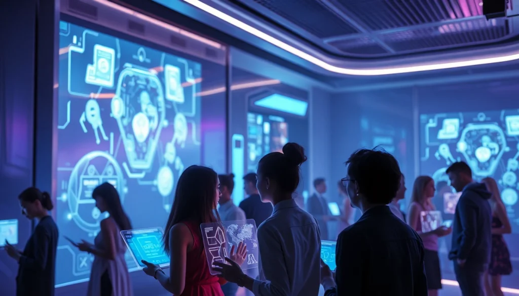 Innovative scene of AI technology in adult entertainment, depicting the concept of porn ai in a modern high-tech environment.