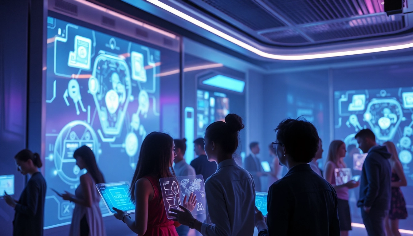 Innovative scene of AI technology in adult entertainment, depicting the concept of porn ai in a modern high-tech environment.