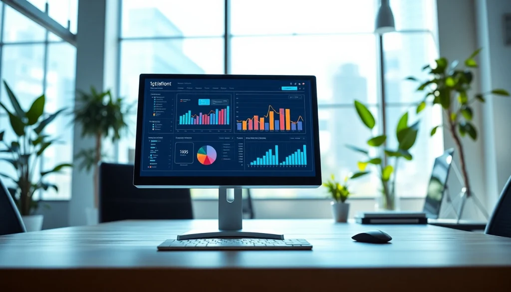 Engage with the 1cplatform in a modern workspace featuring vibrant analytics and productivity.