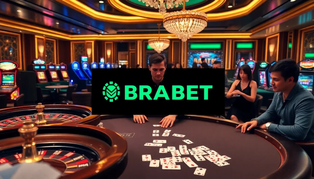 BRABET enhances the excitement of gambling at a luxurious casino table with poker and roulette.