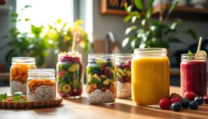 Enjoy creative meals from https://masonjarbreakfast.com showcasing colorful mason jar dishes in a cozy kitchen.