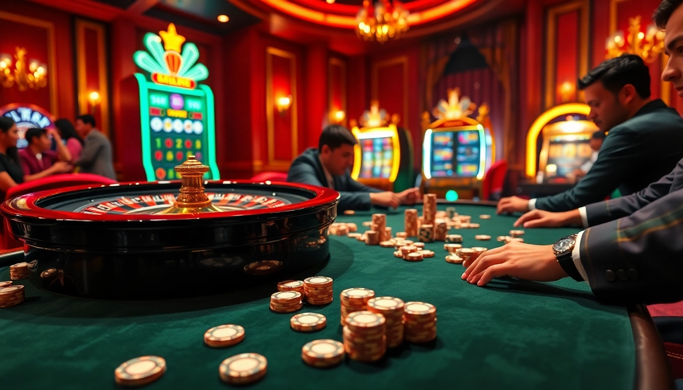 Experience high-stakes gameplay at hay.win with poker chips and a roulette wheel.