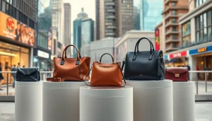 레플리카 패션 아이템을 세련된 도시 배경에 배치하여 품질을 강조합니다.