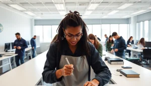 Trade School Tennessee students learning practical skills in a vibrant classroom environment.