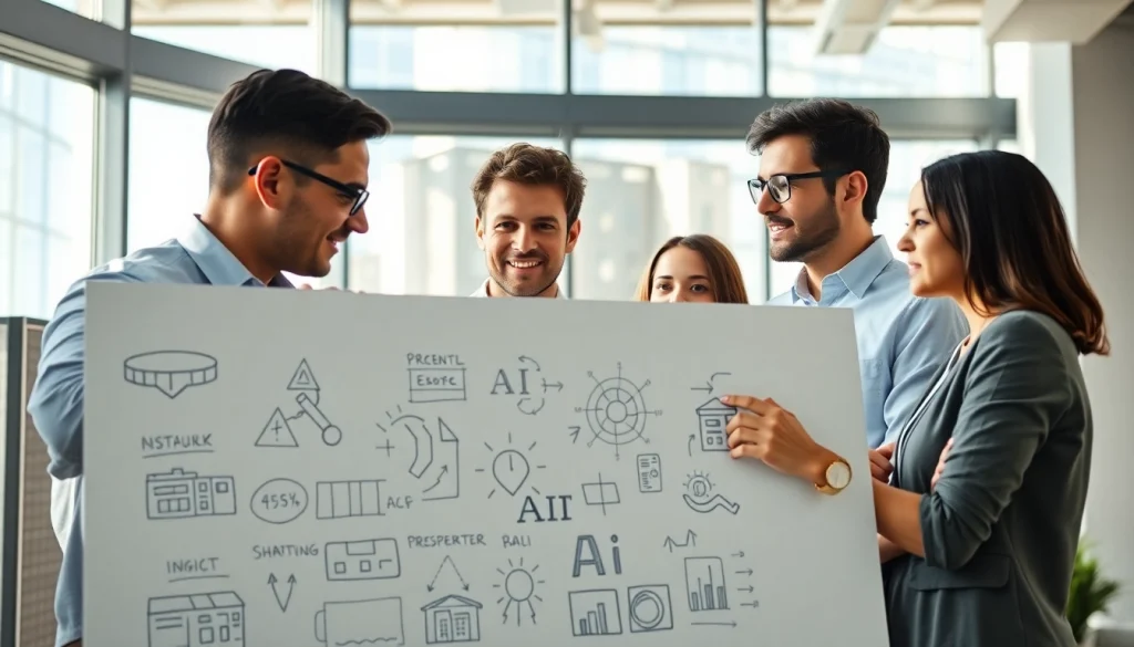 Showcasing an AI consulting company in UK in a collaborative meeting environment, highlighting professionalism key features.