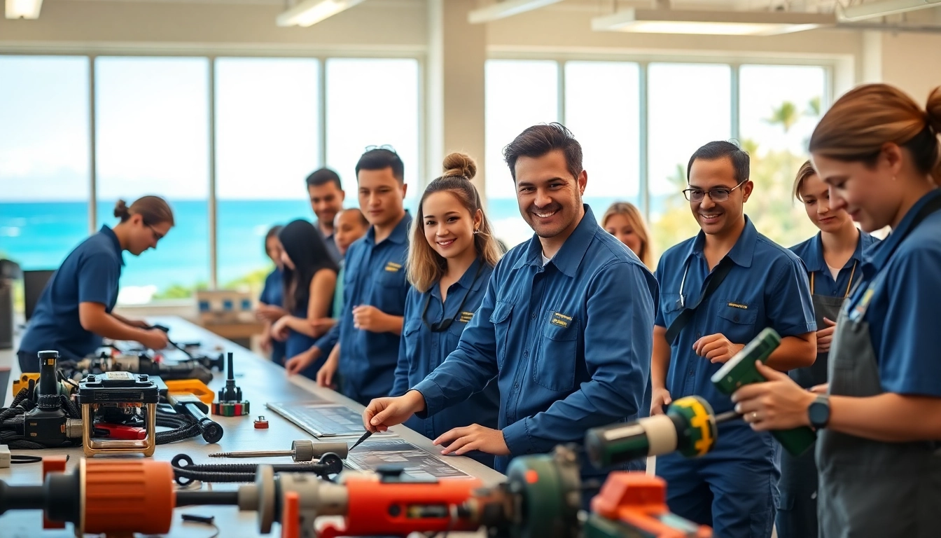 Students learning at trade schools in Hawaii, highlighting dynamic training and engagement.