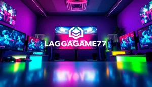 LAGAGAME77 online gaming setup with vibrant colors and immersive technology.