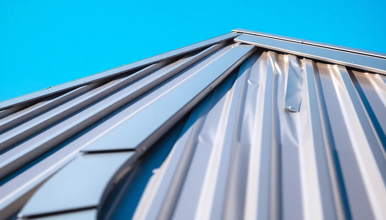 Enhancing a home's protection with metal roofing installation showcasing reflective surfaces.