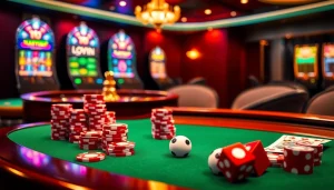 Experience thrilling gameplay with 789f.best featuring colorful poker chips and a roulette wheel in a luxurious casino environment.