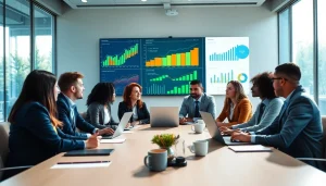 Engaging professional meeting highlighting business growth insights through collaboration and data presentation.