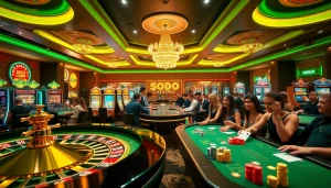 Players celebrating wins at SODO CASINO amidst an exciting gambling atmosphere.