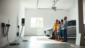 EV Charger Install Cost: Professional home installation of an electric vehicle charger in a modern garage.
