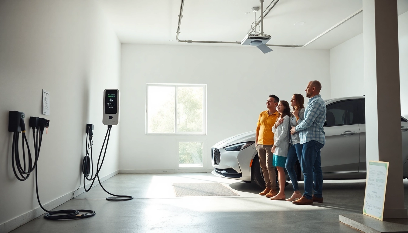 EV Charger Install Cost: Professional home installation of an electric vehicle charger in a modern garage.