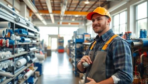 Browse top-quality Wholesale Plumbing Parts for Contractors in a well-organized supply store showcasing various plumbing supplies.