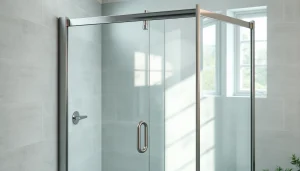 Stylish shower doors UK enhancing a contemporary bathroom aesthetic with sleek glass.
