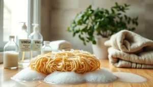 Learn how to clean a loofah effectively using natural methods in a bright and clean bathroom.