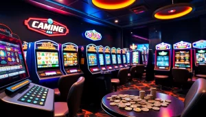 Menggambarkan pengalaman menarik dalam slot depo 1k dengan setup permainan penuh warna dan energi.