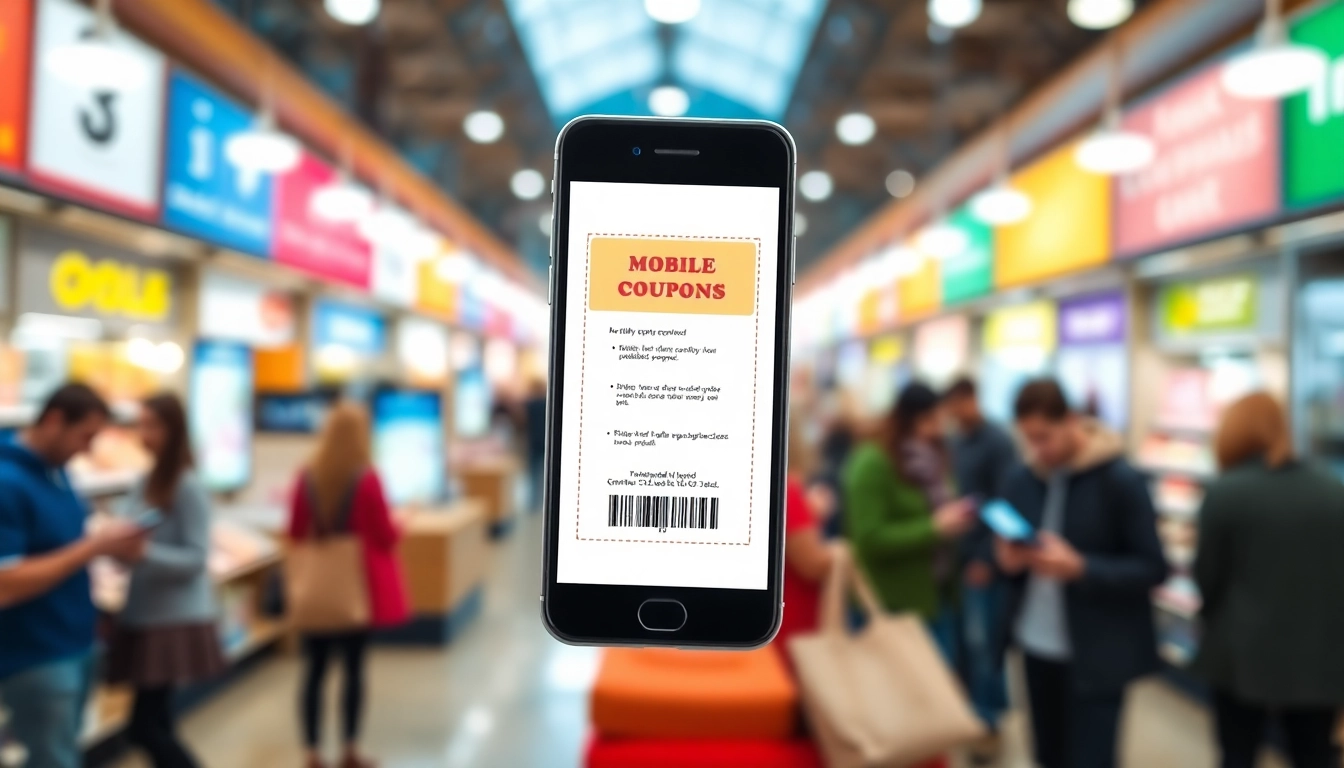 모바일쿠폰 디자인을 전문적으로 보여주는 스마트폰과 디지털 마켓 환경