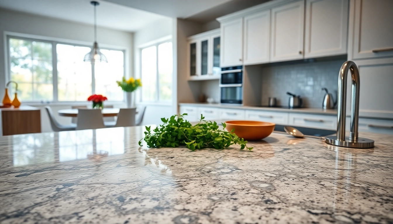 Granite Worktops showcased in a modern kitchen, featuring natural light and elegant design.