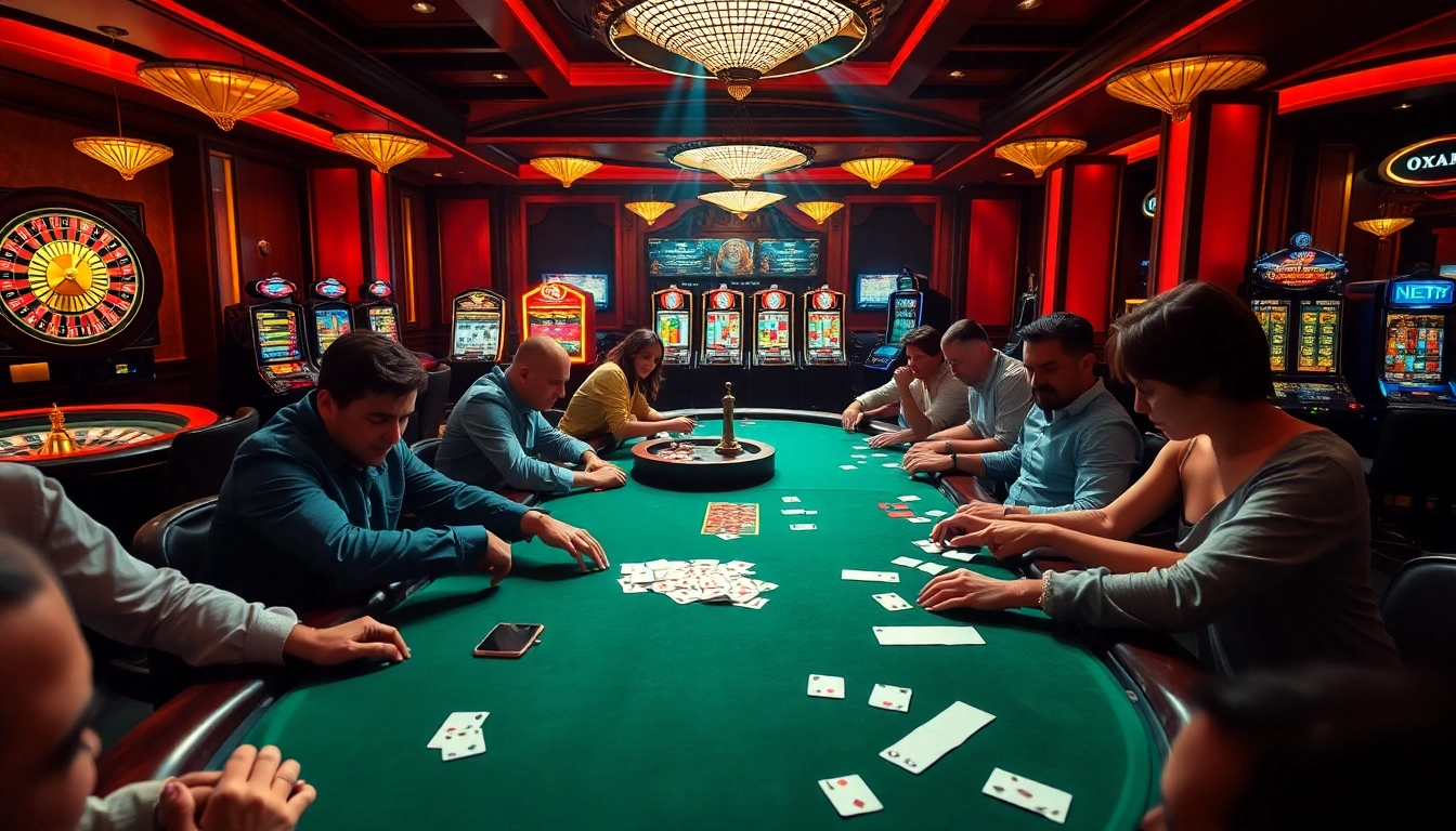 Capture thrilling gameplay at an oxplay casino table with excitement and luxury atmosphere.