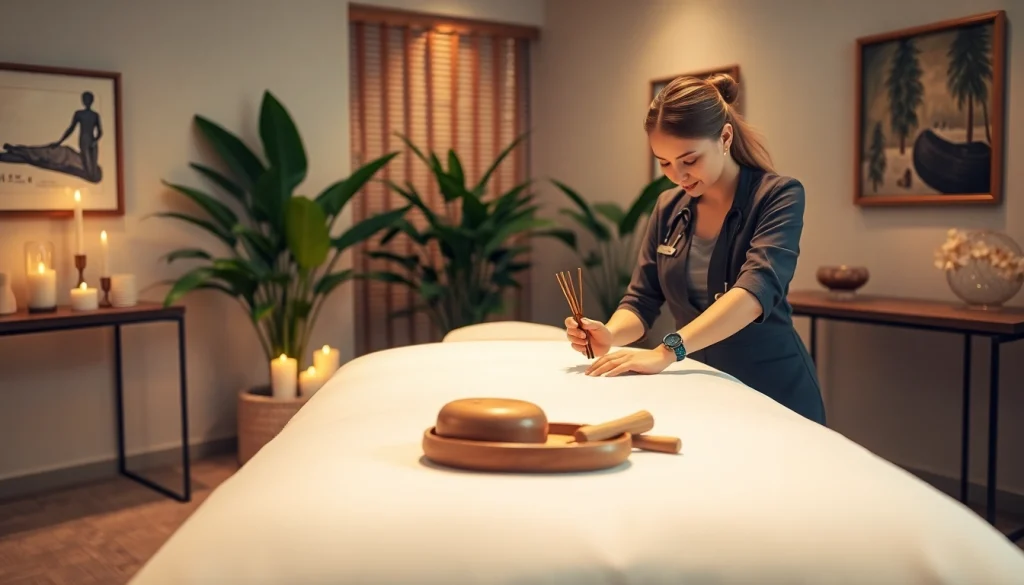 Premium 출장안마 session setup with a professional therapist in a calming atmosphere.